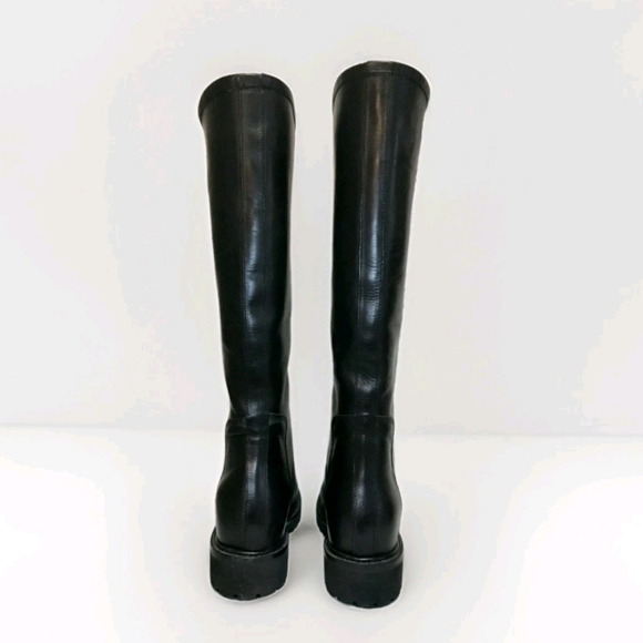 VINCE Collin Water Resistant Black Leather Tall Lug Moto Ride Biker Boot Women 9 - Picture 4 of 12